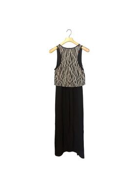 Barneys New York Black Maxi Dress with Cream Embroidered Overlay Size 6 NWT